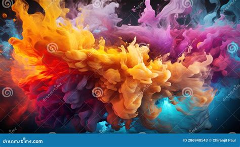 Abstract Flames Exploding In Multi Colored Ink And Paint Stock