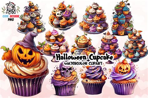 Halloween Cupcake Sublimation Clipart Graphic By Cow Design · Creative Fabrica