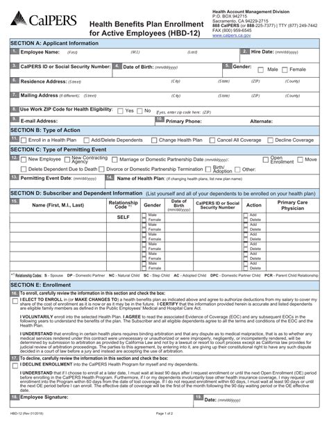 Benefit Enrollment Form Template