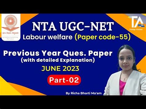 UGC NET PYQ Labour Welfare Code 55 Previous Year Questions Paper Part