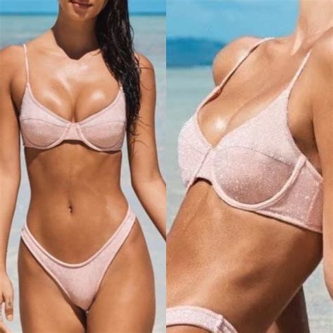 Triangl Swimwear Swim Triangl Lina Blush Pink Sparkle Bikini Set