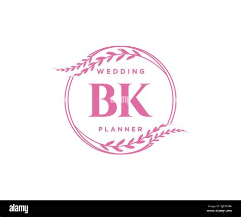 Bk Initials Letter Wedding Monogram Logos Collection Hand Drawn Modern