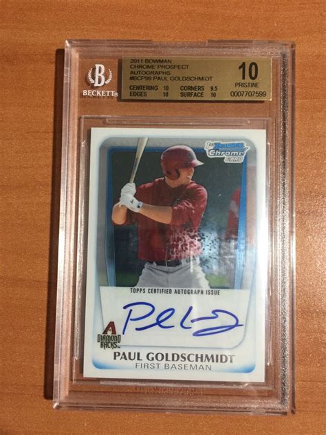 Bowman Chrome Paul Goldschmidt Rookie Autograph Bgs Pristine