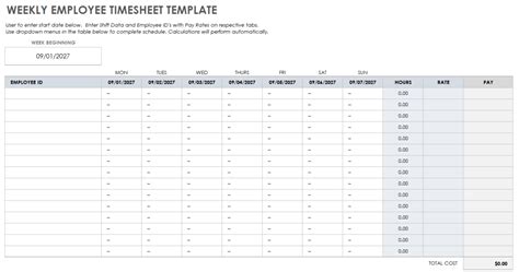 Free Printable Weekly Timesheet Template Printable Templates