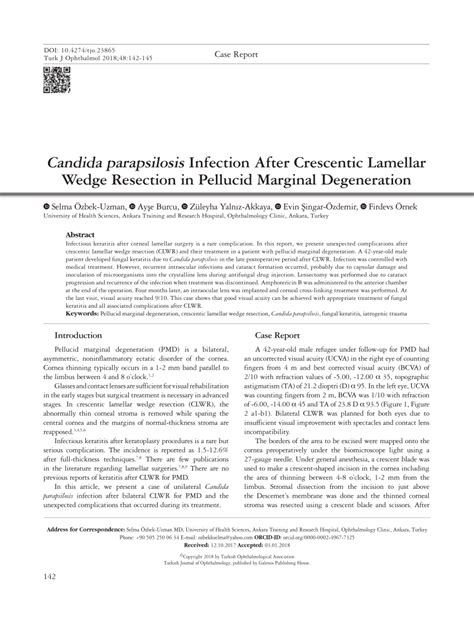 Pdf Candida Parapsilosis Infection After Crescentic Lamellar Wedge