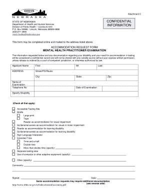 Fillable Online Dhhs Ne Examination Accommodation Request Form