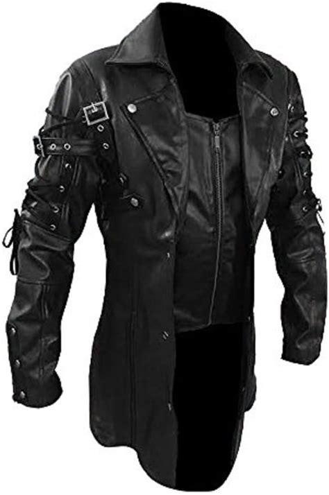 Mens Real Black Cow Leather Coat Goth Matrix Trench Coat Steampunk Gothic At Amazon Mens