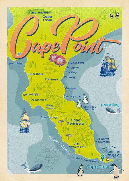 Map of Cape Point Poster Large (A3 Size) – Cape Town Arts