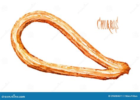 Churros Watercolor Illustration Traditional National Spanish Sweet