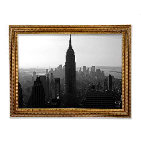 Ebern Designs Empire State Building Schwarzer Und Wei Er Morgen Druck