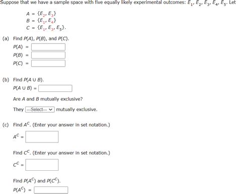 Solved Suppose That We Have A Sample Space With Five Eq