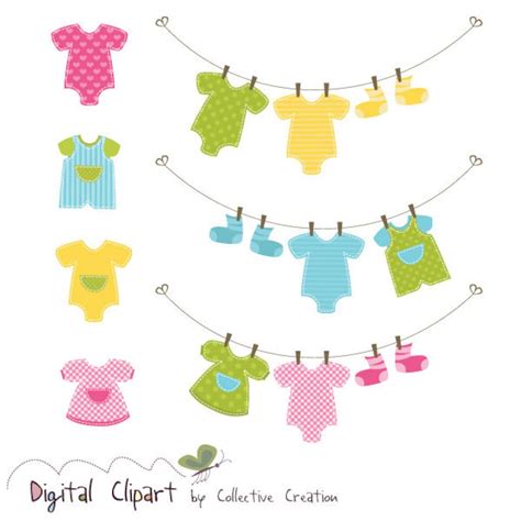 Baby Clothes Line & Onesies Clipart Set Ideal for Scrapbooking ...