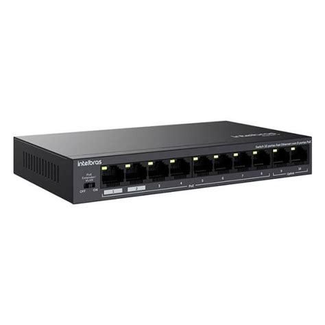 Switch 10 Portas Fast Ethernet 8 Portas PoE E 2 Portas Uplink