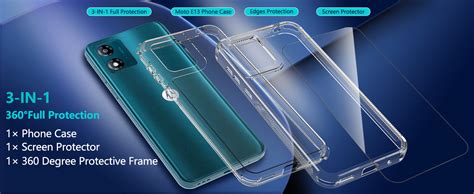 Hensinple For Motorola Moto E13 Case Motorola E13 Phone Case And Screen Protector Military