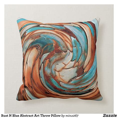 Rust N Blue Abstract Art Throw Pillow Blue Abstract Art Throw Pillows Blue Abstract