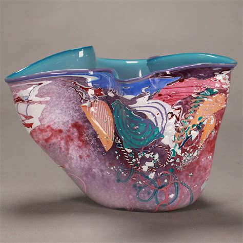 lot  large daniel gaumer stephen nelson centerpiece art glass bowl