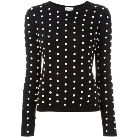 Red Valentino Polka Dot Pom Pom Sweater