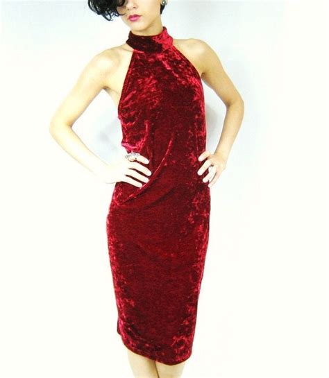 Crushed Red Velvet Halter Dress M Reserved For By Honeymoonmuse