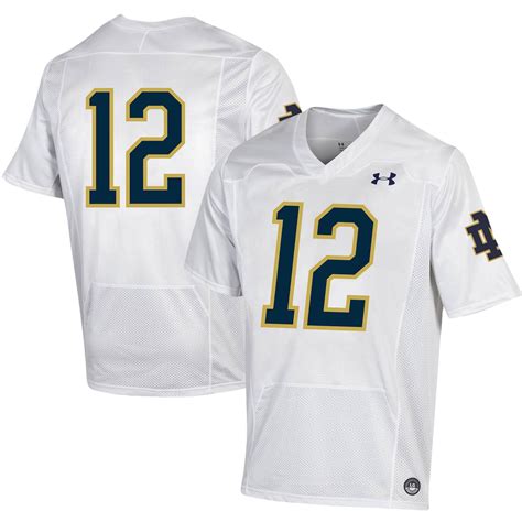 Mens Under Armour 12 White Notre Dame Fighting Irish Replica Football