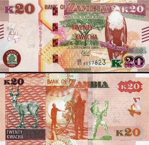 Zambia 20 Kwacha 2020 2021 UNC P New Date Fortumor Numismatic Center