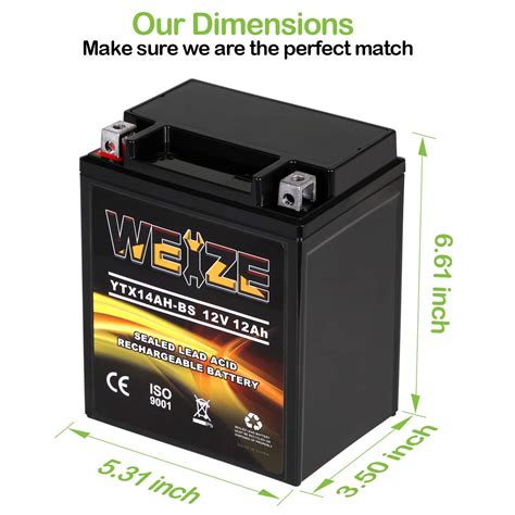 Weize Ytx Ah Bs High Performance Maintenance Free Sealed Agm Atv