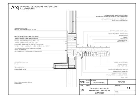 Detalles Constructivos CAD Cubierta Inclinada De Viguetas Pretensadas