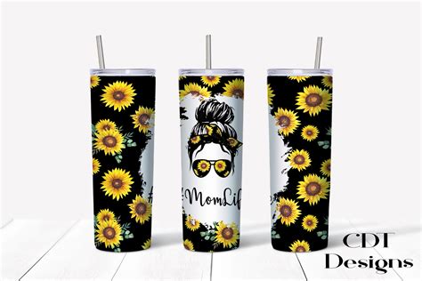 Sunflower Mom Life 20oz Tumbler Sublimation Design Full Wrap Etsy Uk