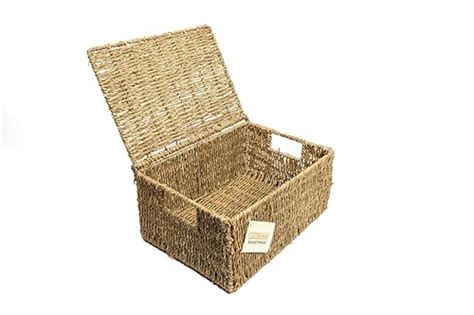 Woodluv Set Of 4 Seagrass Storage Boxes Basket With Lids Uk