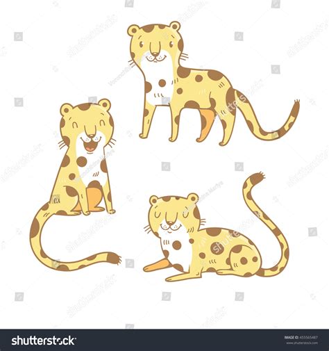 Cute Cartoon Leopards Set Three Little 库存矢量图（免版税）455565487 Shutterstock