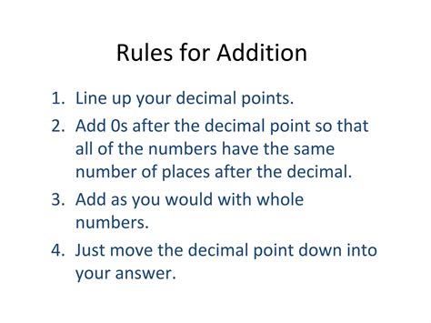 Rules For Decimals PPT