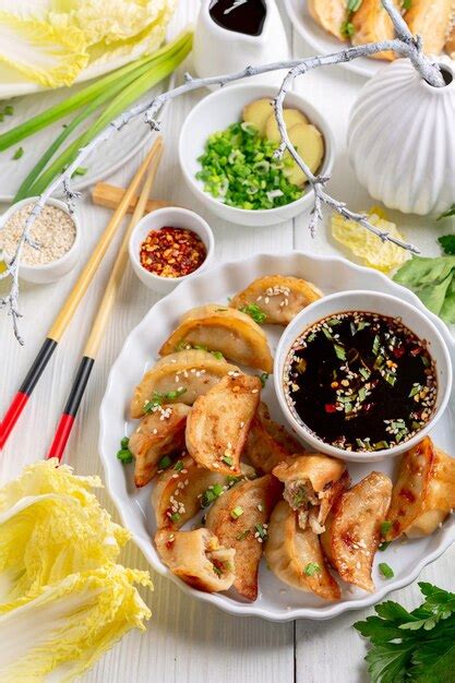 Premium Photo Traditional Japanese Gyoza Dumplings