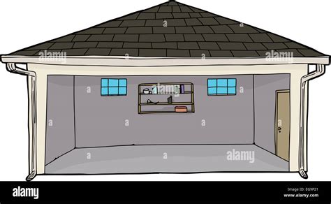 Empty single isolated cartoon garage with doorway Stock Photo - Alamy