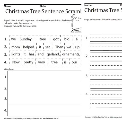 Christmas Tree Scrambled Sentences Asl Teaching Resources