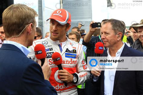 Race Winner Jenson Button Gbr Mclaren Talks With Simon Lazenby Gbr