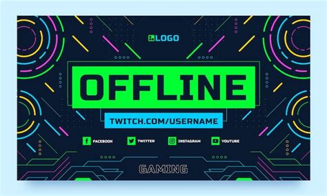 Platte Neon Gaming Twitch Achtergrond Gratis Vector