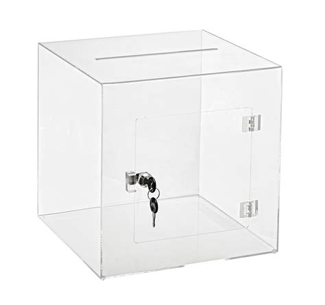 Clear Acrylic Ballot Donation Box With Easy Open Rear Door Alpine