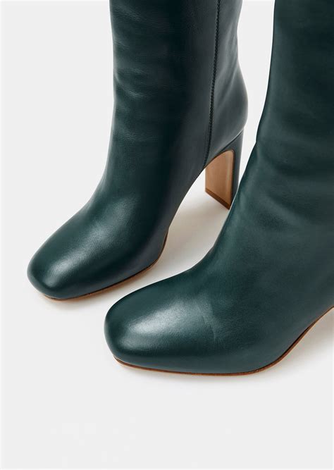 Bottes Khloe Vert Meraude En Cuir Tara Jarmon