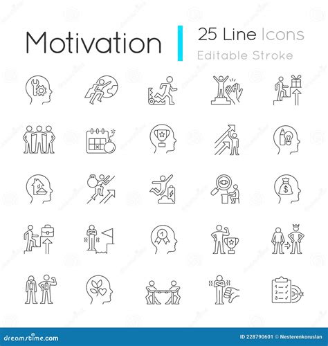 Motivation Linear Icons Set Stock Vector Illustration Of Vector