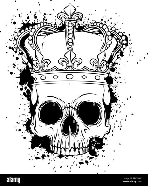 Hand Drawn King Skull Wearing Crown Vector Illustration Stock Vector