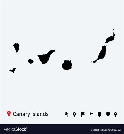 High Detailed Map Of Canary Islands With Vector Image Canary Islands Island Tattoo Detailed Map