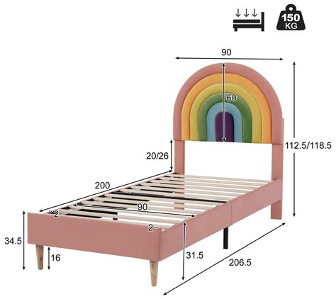 Lit enfant avec tête réglable en forme de l arc en ciel sommier à