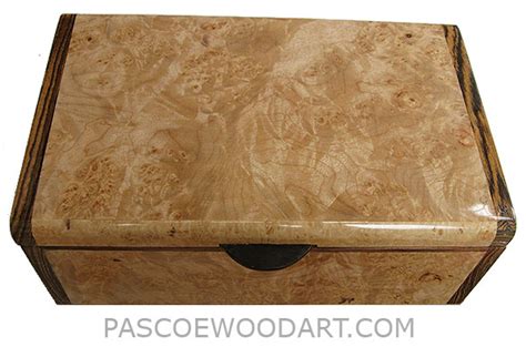 Handcrafted Wood Keepsake Box Maple Burl Bocote