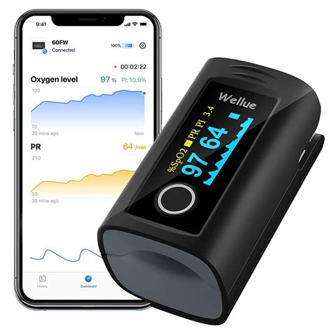 Wellue Bluetooth Fingertip Pulse Oximeter With Free App Pc60fw In