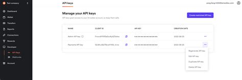 Manage API Keys Airwallex Docs