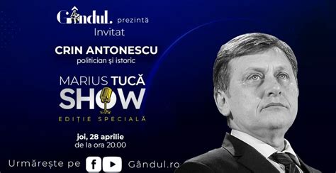 Marius Tucă Show începe joi 28 aprilie de la ora 20 00 live pe