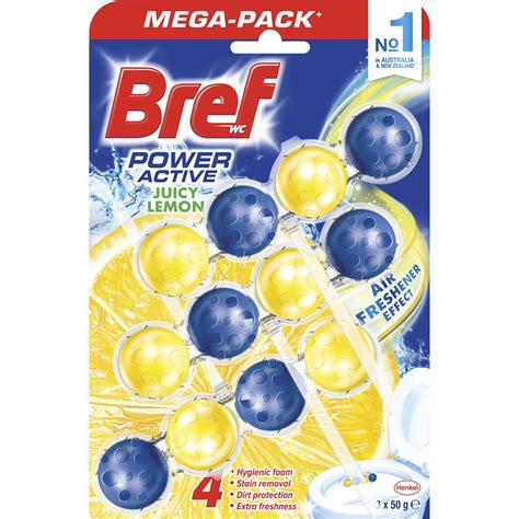 Bref Power Active Juicy Lemon Toilet Cleaner Block 50g X 3 Pack