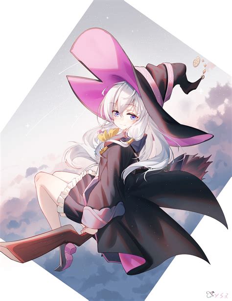 473616 Hat Blonde 2d Broom Anime Girls Witch Sunset Witches Broom Digital Art Torinari