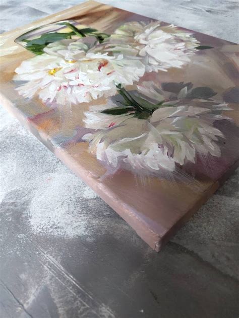 White Peony Art Painting Original Flowers Oil Painting on - Etsy