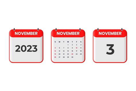 November 2023 calendar design. 3rd November 2023 calendar icon for ...