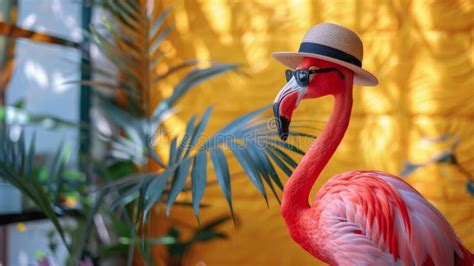 Pink Flamingo Wearing Sunglasses Stock Image Image Of Tropical